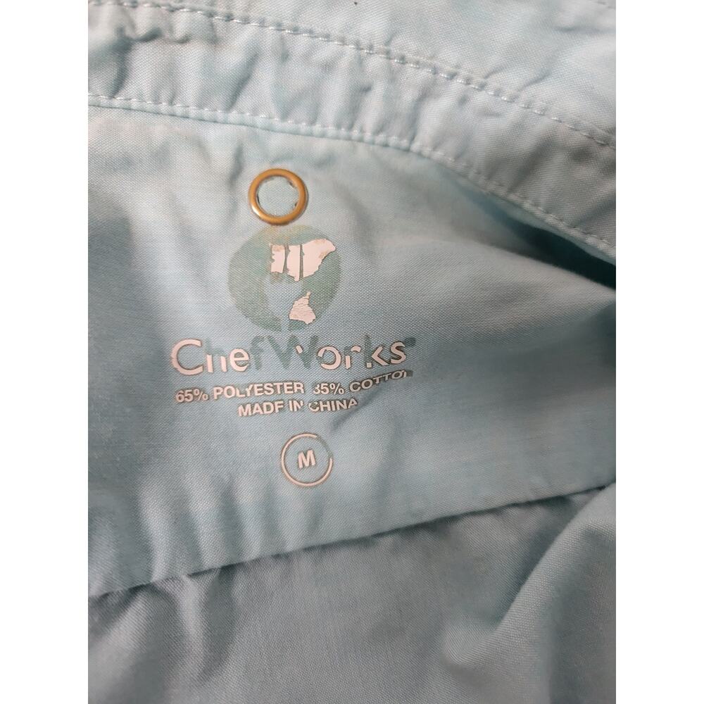 LOT 4 Chef Works Uniform shirt Medium Mens blue long Sleeve button Cook Uniform - Picture 2 of 3